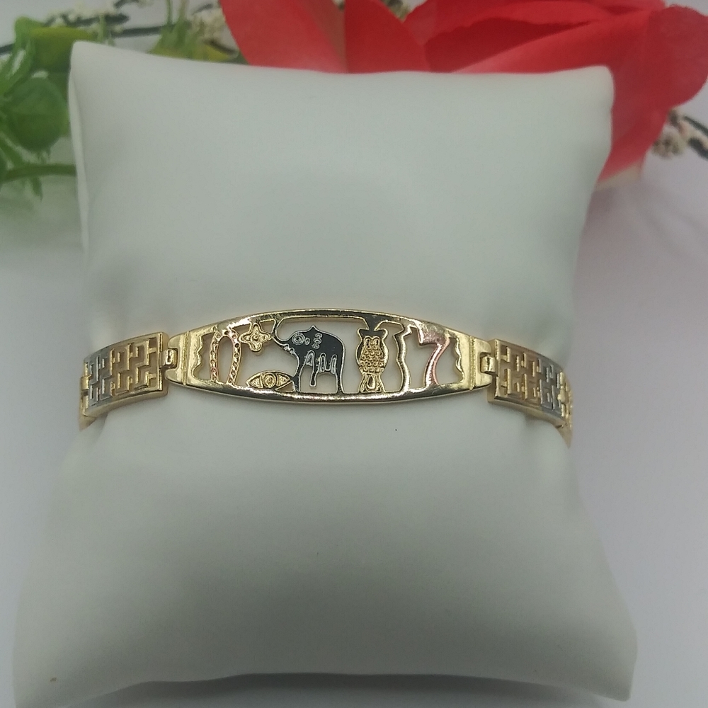 18k Gold Plated three tone lucky bracelet
